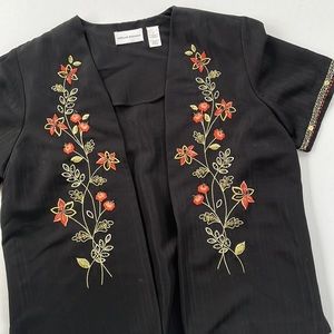 vintage ALFRED DUNNER floral embroidery lightweight cardigan [0195]